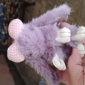 Purple fluffy bunny bag charm
